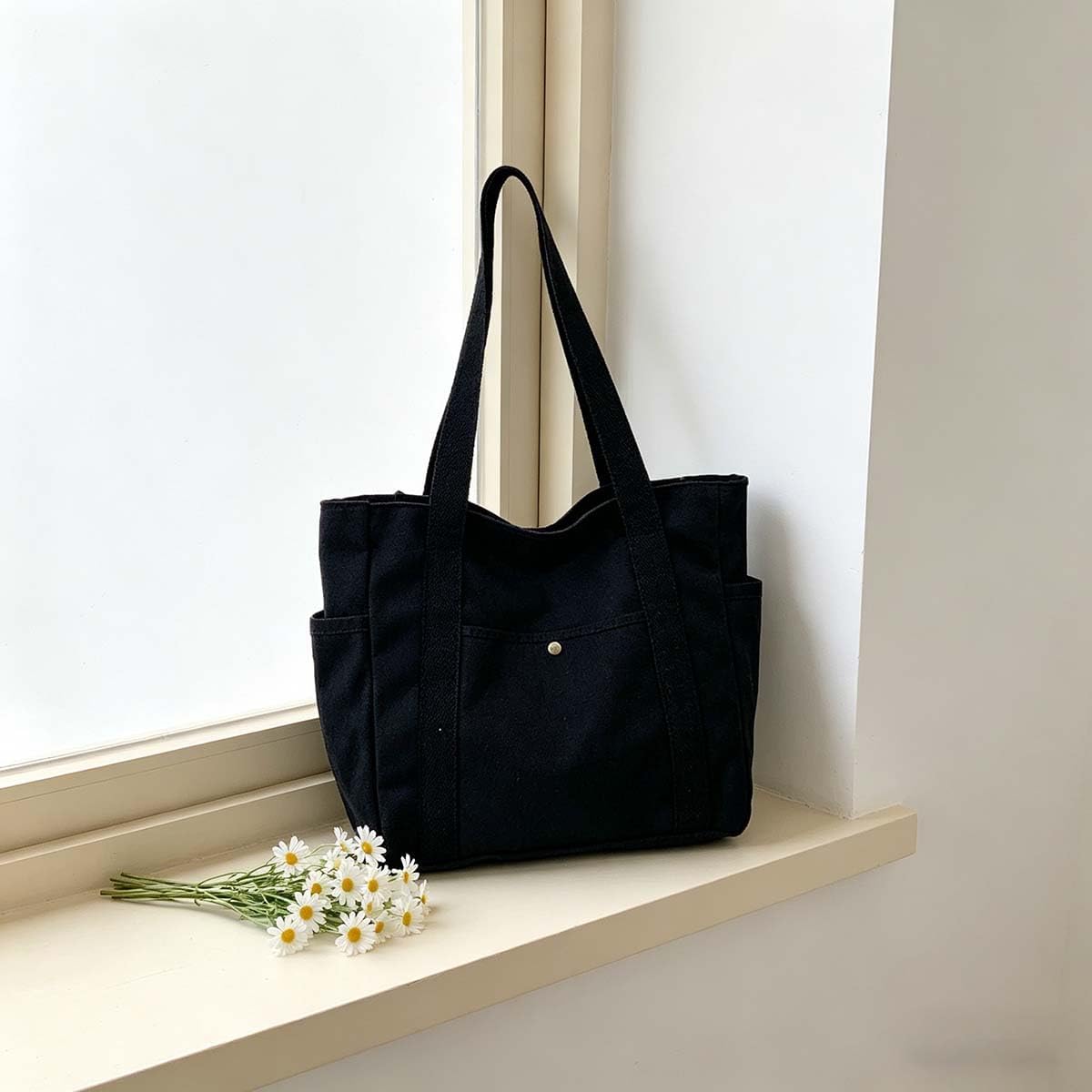 Black Canvas Tote Bag